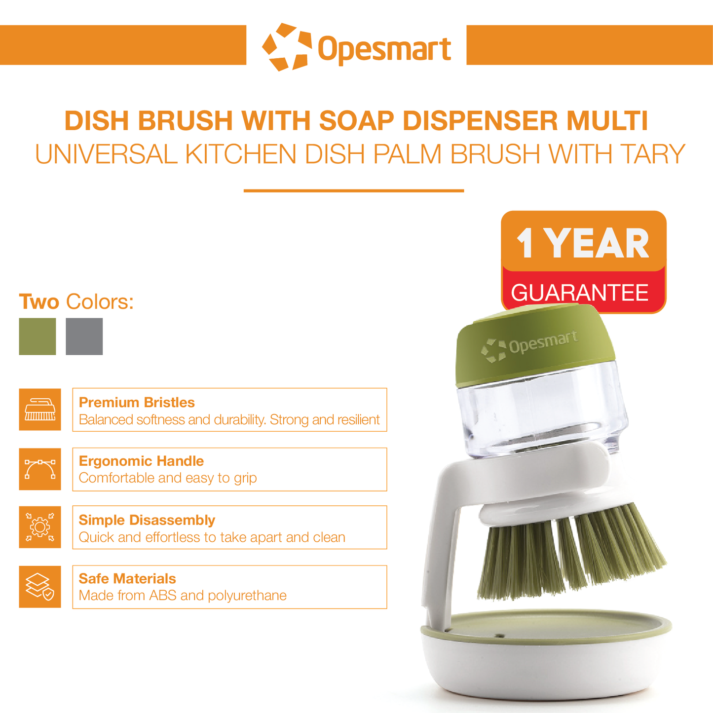 OPESMART™️ DishMaster Pro - Multi-Use Soap Dispensing Scrub Brush with Tray