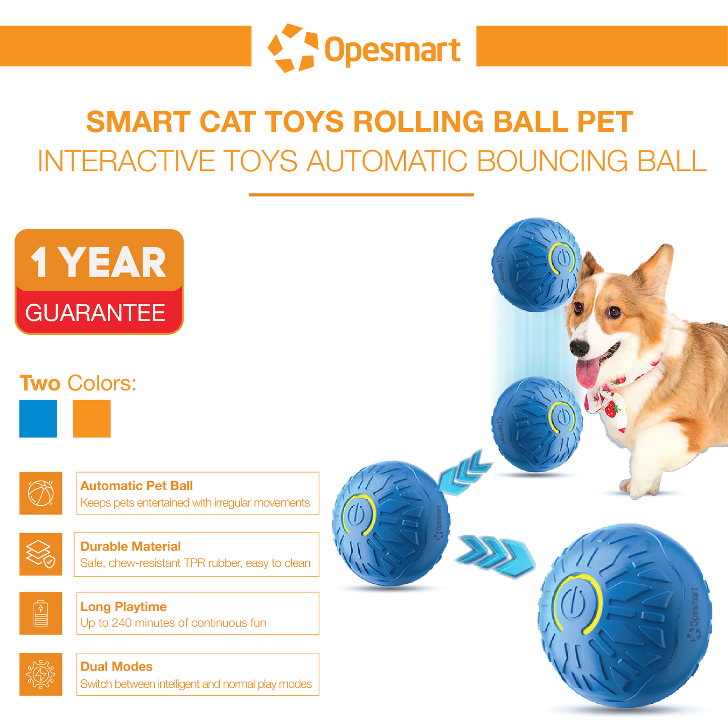 OPESMART™️ PurrChase Interactive Pet Bouncing Ball