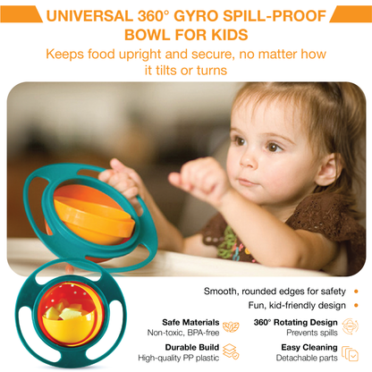 OPESMART™ GyroTots 360° Spill-Proof Snack Bowl | Anti-Spill Rotating Design for Toddlers