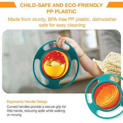 OPESMART™ GyroTots 360° Spill-Proof Snack Bowl | Anti-Spill Rotating Design for Toddlers